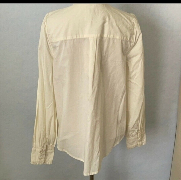 A New Day High Neck Ruffle Button Up Long Sleeve Top, Cream, Size Large - Picture 5 of 10